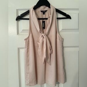 Express Pink Sleeveless Tie Front Blouse